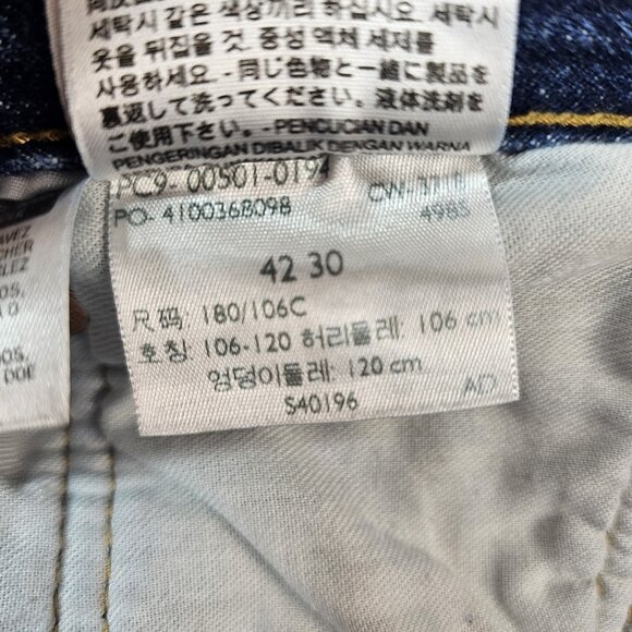 Levi's 501 Jeans Men's 42x30 Blue Denim Copper Rivets Button Fly Dark Wash - Picture 5 of 16